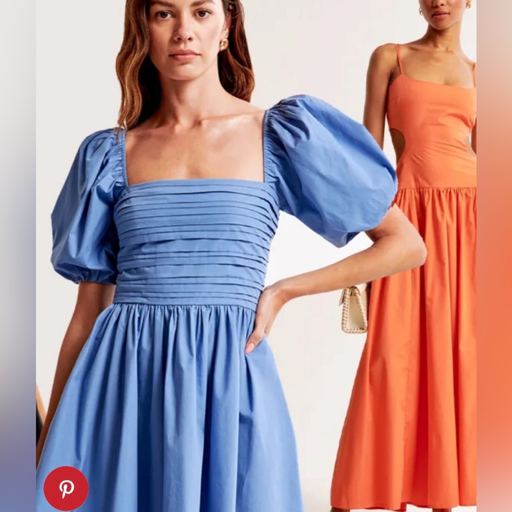 Abercrombie puff sleeve blue mini dress